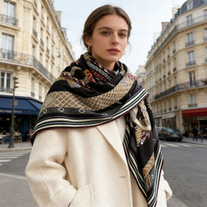 MaraSilk Pure Mulberry Silk-Wool Scarf - Square MS907