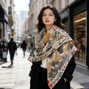 MaraSilk Pure Mulberry Silk-Wool Scarf - Square MS908