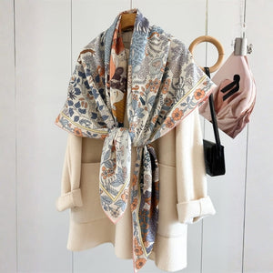 MaraSilk Pure Mulberry Silk-Wool Scarf - Square MS908