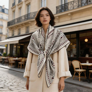 MaraSilk Pure Mulberry Silk-Wool Scarf - Square MS909