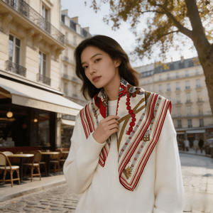 MaraSilk Pure Mulberry Silk-Wool Scarf - Square MS912