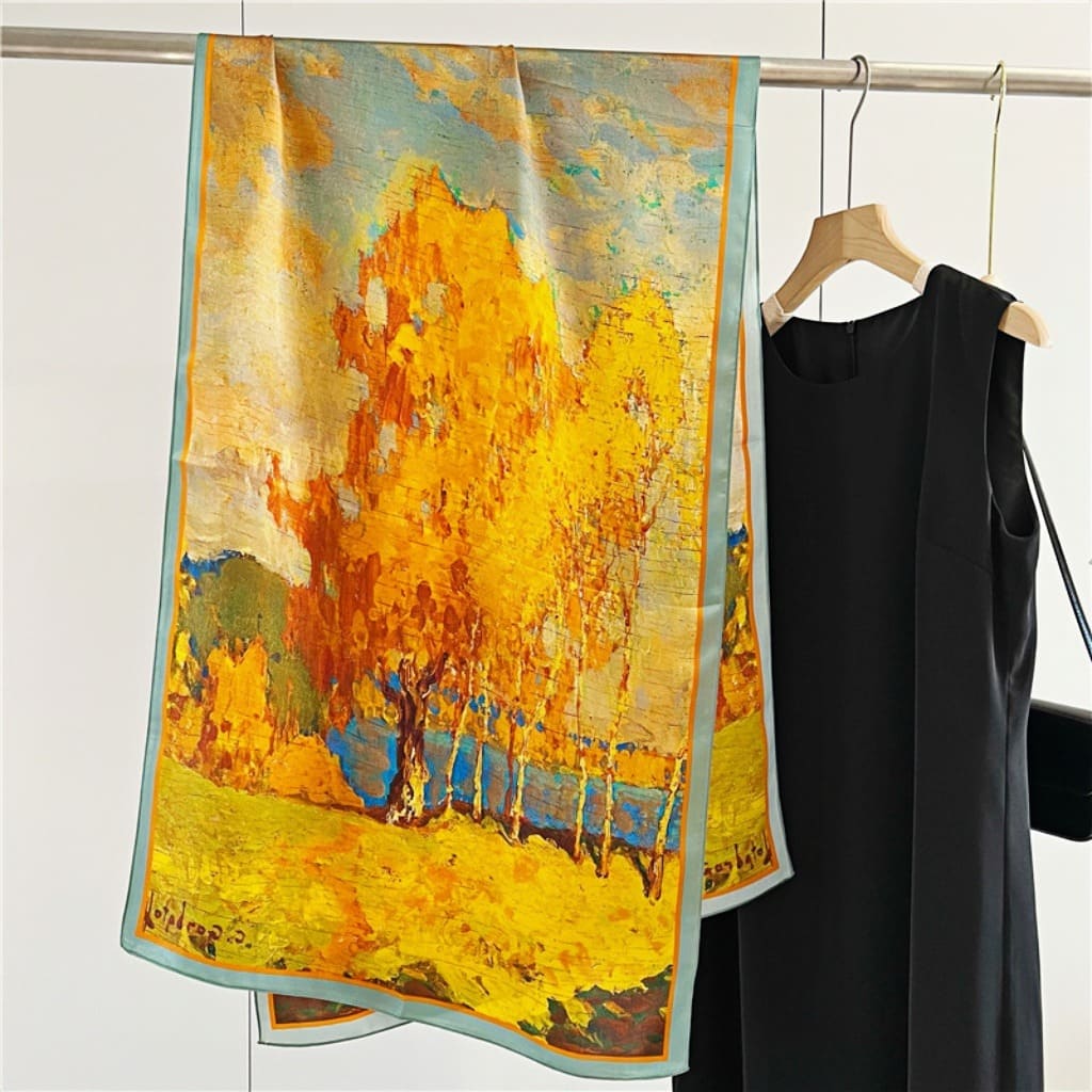 MaraSilk Pure Mulberry Silk Scarf - Oblong Crepe Satin MS605 66" x 21" MS60501