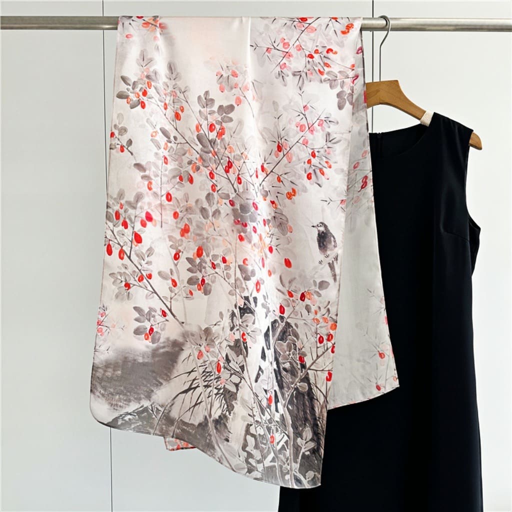 MaraSilk Pure Mulberry Silk Scarf - Oblong Crepe Satin MS627