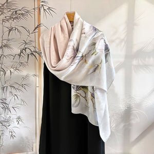 MaraSilk Pure Mulberry Silk Scarf - Oblong Jacquard Satin MS638