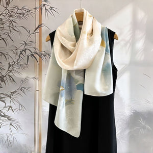 MaraSilk Pure Mulberry Silk Scarf - Oblong Jacquard Satin MS638