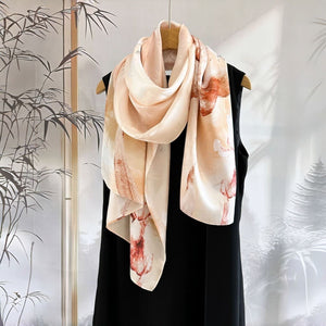 MaraSilk Pure Mulberry Silk Scarf - Oblong Jacquard Satin MS638