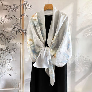 MaraSilk Pure Mulberry Silk Scarf - Oblong Jacquard Satin MS638