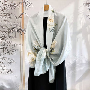 MaraSilk Pure Mulberry Silk Scarf - Oblong Jacquard Satin MS638