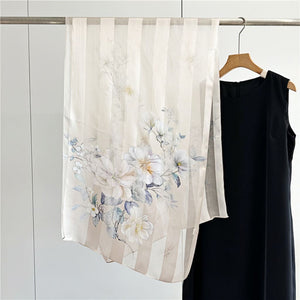 MaraSilk Pure Mulberry Silk Scarf - Oblong Satin Stripe MS632 66" x 21" MS63212