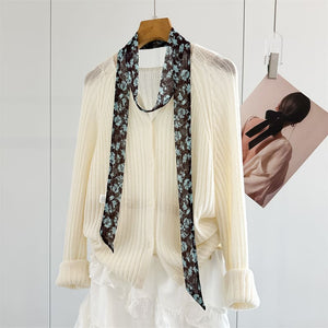 MaraSilk Pure Mulberry Silk Scarf - Skinny Chiffon MS997