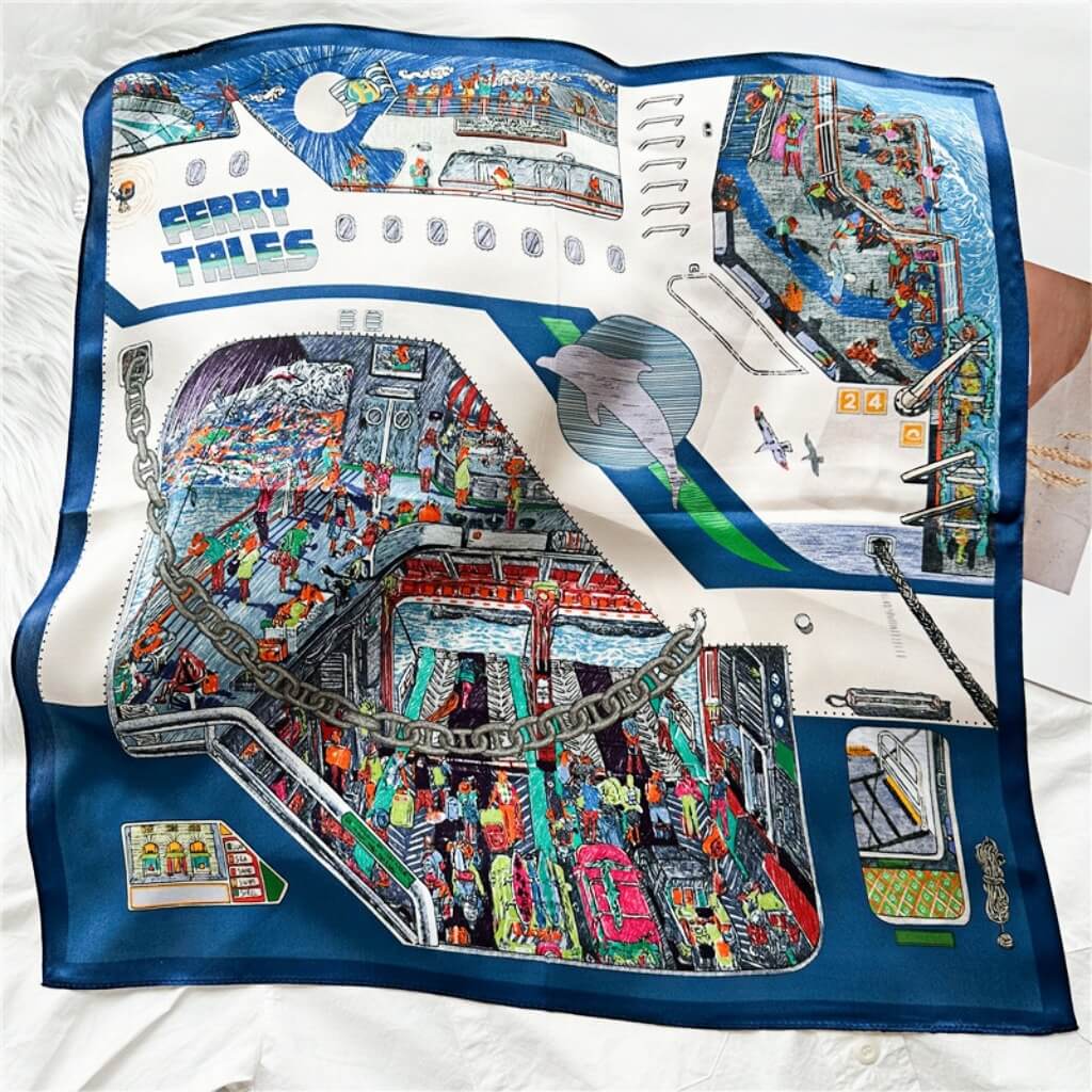 MaraSilk Pure Mulberry Silk Scarf Square Crepe Satin MS12-4