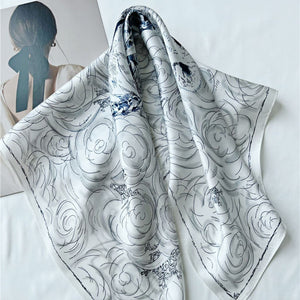 MaraSilk Pure Mulberry Silk Scarf - Square Crepe Satin MS176