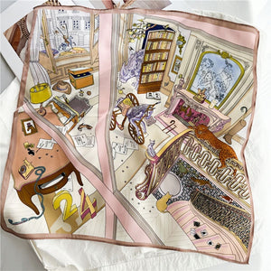 MaraSilk Pure Mulberry Silk Scarf Square Crepe Satin MS18-12