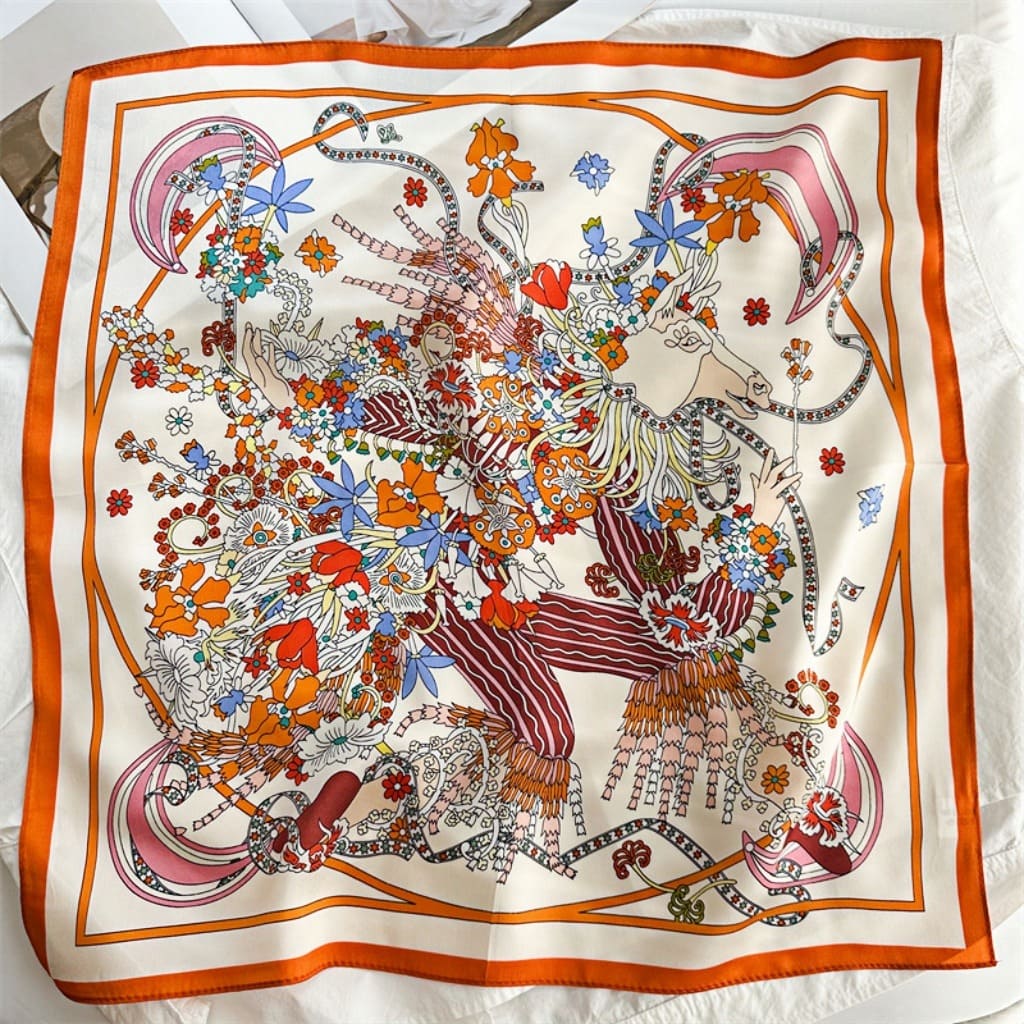 MaraSilk Pure Mulberry Silk Scarf Square Crepe Satin MS19-1