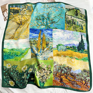 MaraSilk Pure Mulberry Silk Scarf Square Crepe Satin MS48-4