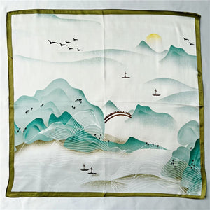 MaraSilk Pure Mulberry Silk Scarf Square Crepe Satin MS41-15