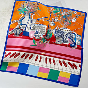 MaraSilk Pure Mulberry Silk Scarf Square Crepe Satin MS44-3