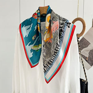 MaraSilk Pure Mulberry Silk Scarf Square Crepe Satin MS52-60