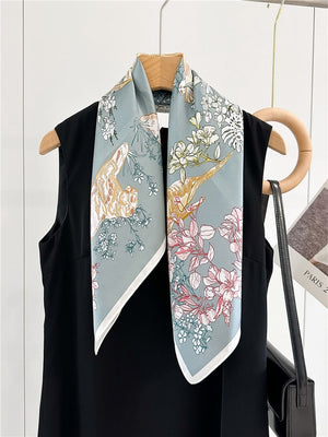 MaraSilk Pure Mulberry Silk Scarf Square Crepe Satin MS61-82