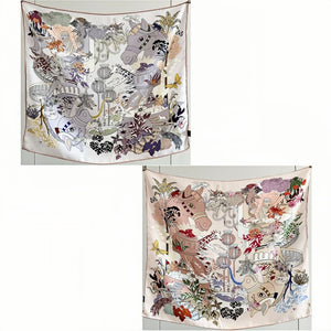 MaraSilk Pure Mulberry Silk Scarf - Square Italian Jacquard MS276 25" x 25" MS27603