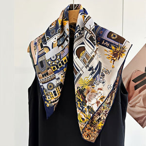 MaraSilk Pure Mulberry Silk Scarf - Square Italian Jacquard MS276