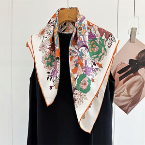 MaraSilk Pure Mulberry Silk Scarf - Square Italian Jacquard MS276