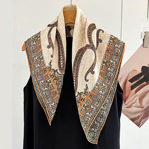 MaraSilk Pure Mulberry Silk Scarf - Square Italian Jacquard MS276