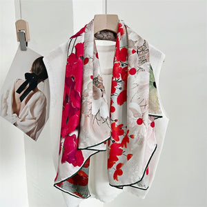 MaraSilk Pure Mulberry Silk Scarf - Square Jacquard MS468