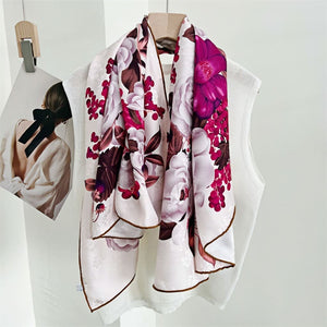 MaraSilk Pure Mulberry Silk Scarf - Square Jacquard MS468