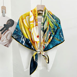 MaraSilk Pure Mulberry Silk Scarf - Square Jacquard MS468