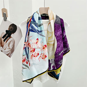 MaraSilk Pure Mulberry Silk Scarf - Square Jacquard MS468