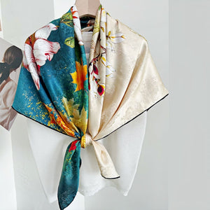 MaraSilk Pure Mulberry Silk Scarf - Square Jacquard MS468