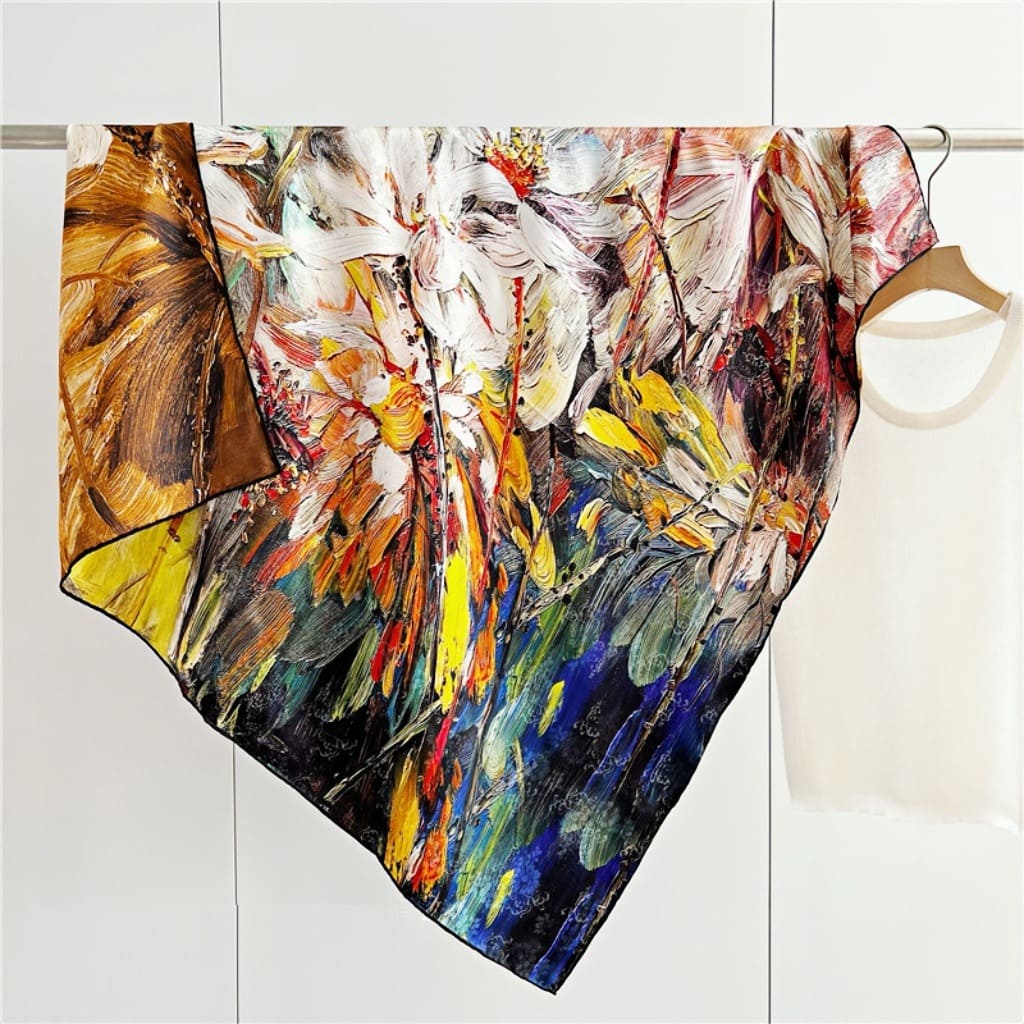 MaraSilk Pure Mulberry Silk Scarf - Square Jacquard MS484 41" x 41" MS48401