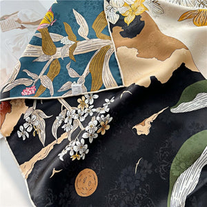 MaraSilk Pure Mulberry Silk Scarf - Square Jacquard MS489