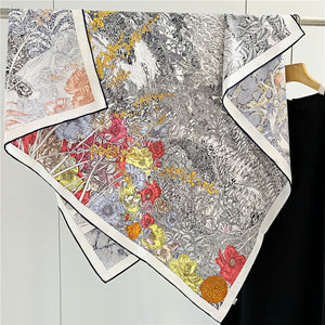 MaraSilk Pure Mulberry Silk Scarf - Square Jacquard MS499