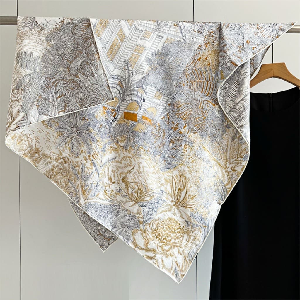 MaraSilk Pure Mulberry Silk Scarf - Square Jacquard MS504