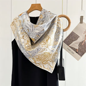 MaraSilk Pure Mulberry Silk Scarf - Square Jacquard MS504