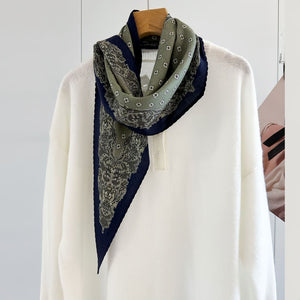 MaraSilk Pure Mulberry Silk-Wool Scarf - Diamond MS812