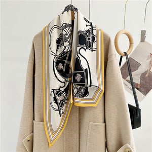 MaraSilk Pure Mulberry Silk-Wool Scarf - Ribbon MS814