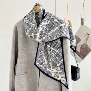 MaraSilk Pure Mulberry Silk-Wool Scarf - Ribbon MS814