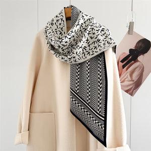 MaraSilk Pure Mulberry Silk-Wool Scarf - Ribbon MS814