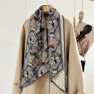 MaraSilk Pure Mulberry Silk-Wool Scarf - Ribbon MS814