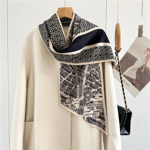 MaraSilk Pure Mulberry Silk-Wool Scarf - Ribbon MS814 57" x 10" MS81406