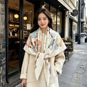 MaraSilk Pure Mulberry Silk-Wool Scarf - Square MS1025