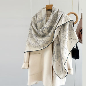 MaraSilk Pure Mulberry Silk-Wool Scarf - Square MS825