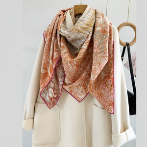 MaraSilk Pure Mulberry Silk-Wool Scarf - Square MS825