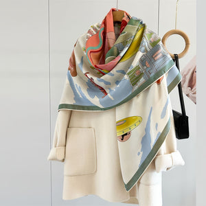 MaraSilk Pure Mulberry Silk-Wool Scarf - Square MS825