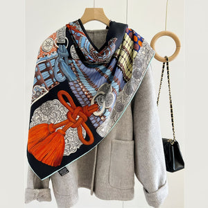 MaraSilk Pure Mulberry Silk-Wool Scarf - Square MS825