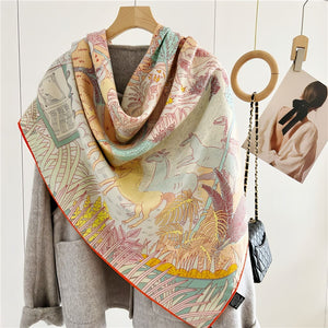 MaraSilk Pure Mulberry Silk-Wool Scarf - Square MS825