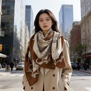 MaraSilk Pure Mulberry Silk-Wool Scarf - Square MS827